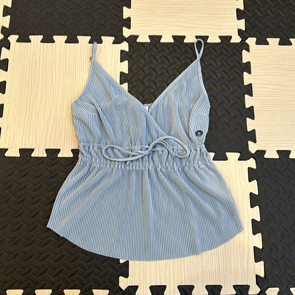 Abercrombie & Fitch Pleated Satin Cami Light Blue Tie Front Tank XS